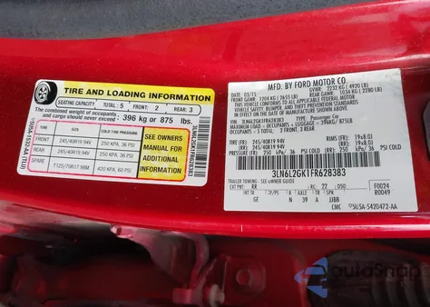 2015 Lincoln Mkz из США, поврежденный, VIN 3LN6L2GK1FR628383